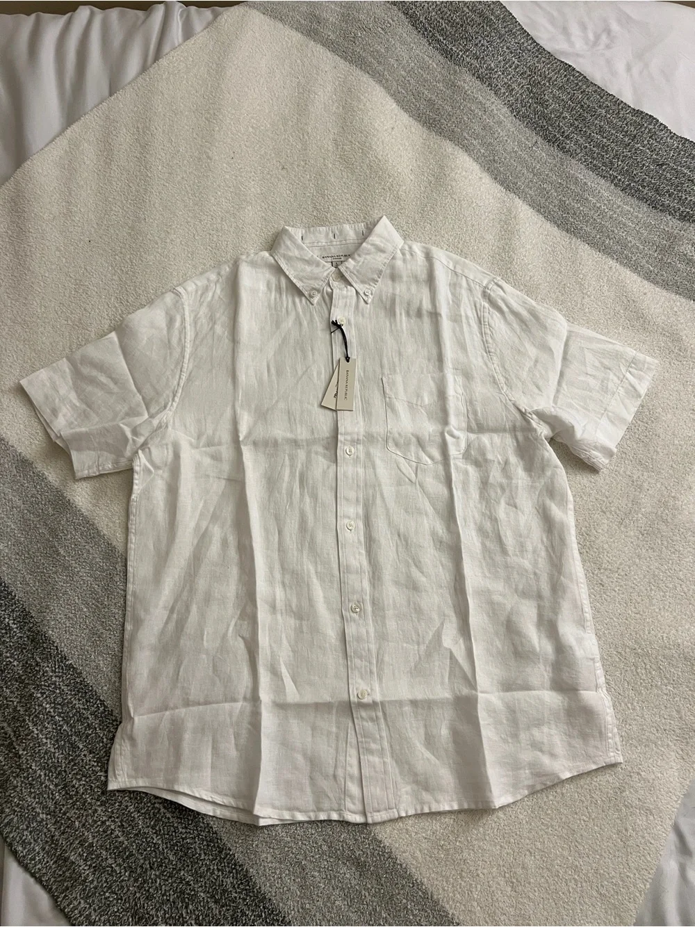Banana Republic 100% Linen Shirt White Size L NWT